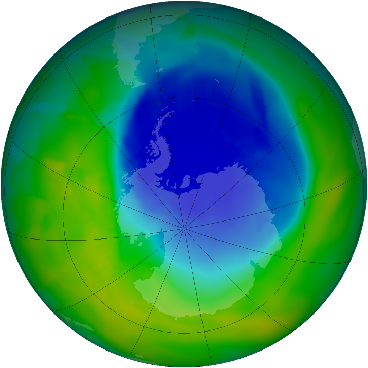 Antarctic ozone map for 22 November 2011
